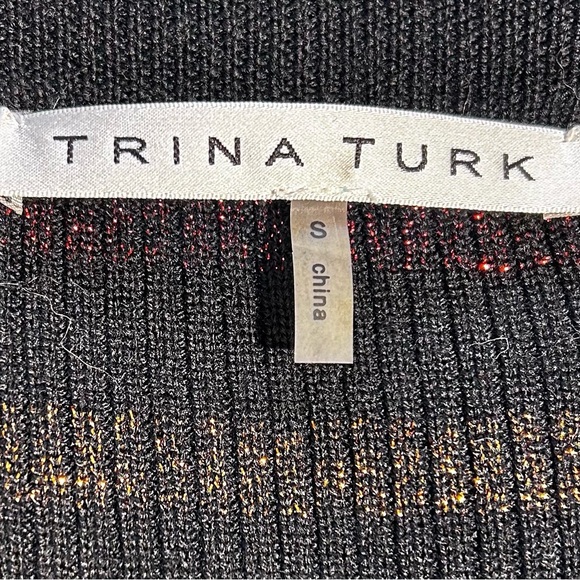 TRINA TURK Wool Colorful Metallic Stripe Bodycon Stretch Sweater Dress Sz S - Picture 8 of 12
